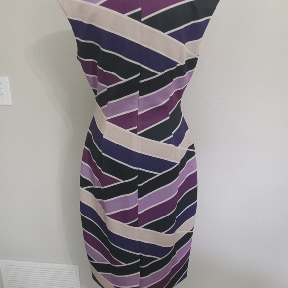 Vince Camuto Purple Striped Women's Sleeveless Dress Size 8 Career - Picture 3 of 7